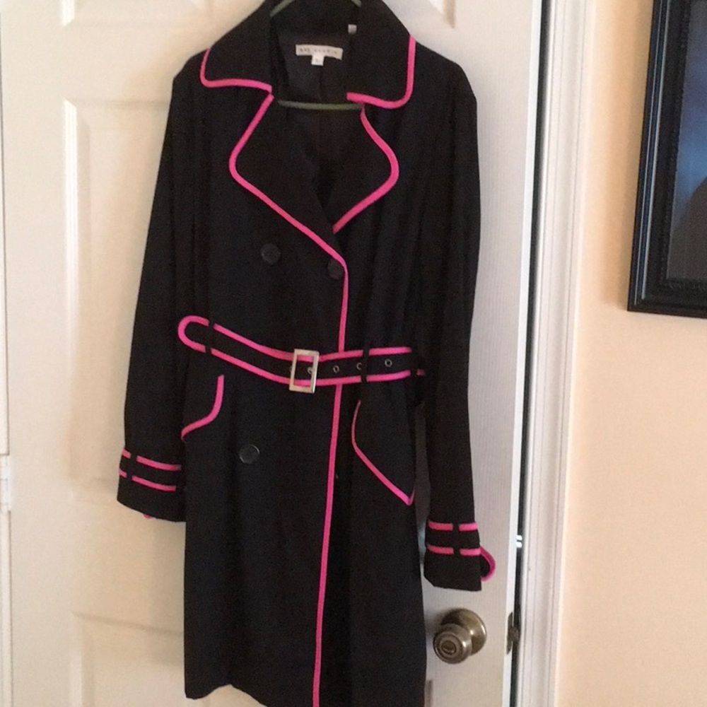 Black coat with pink trim